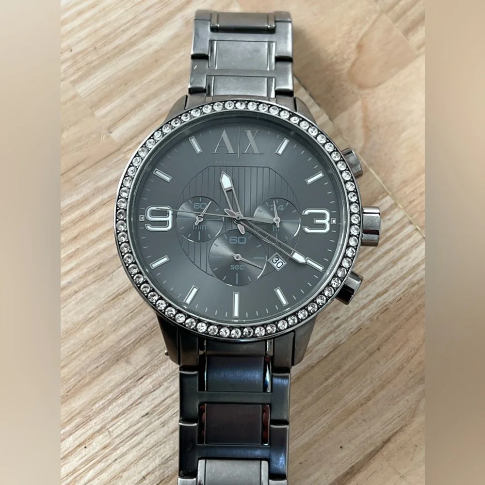 Armani Exchange Chronograph Crystal Men’s Watch All Stainless Steel, Date Window